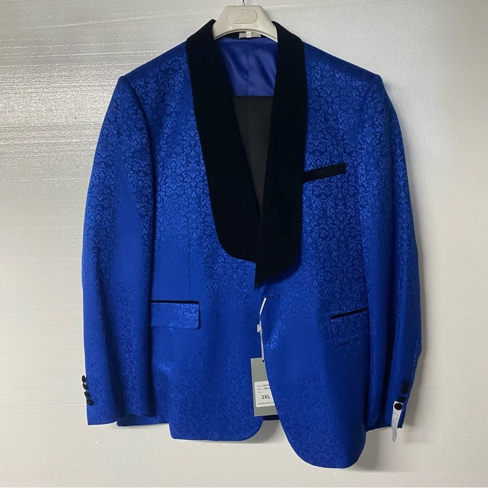Rossi Man Tuxedo Suit Men 3XL Blue Black RM1483 Slim Fit 3 pcs Wedding Prom NEW